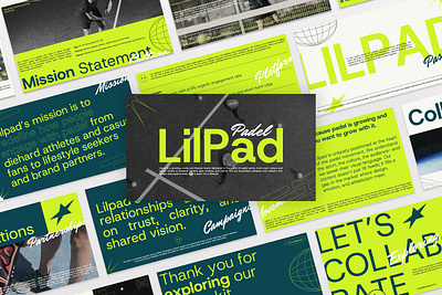 Lilpad – Padel Media Kit Presentation design editorial graphic design media padel pitch deck portofolio powerpoint presentation sport typography vibrant