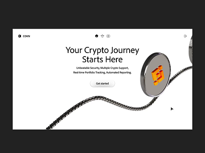 Crypto website header landing page 3d 3d illustration animation black clean coin contrast design fintech fintech website graphic design landing page money motion graphics negative space render ux ui web web design web illustration