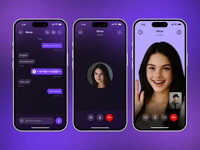 FRENDEE - Dating Mobile App (Chat Detail & Call Screen) chat detail chat detail screen connect mobile app dark mode dark mode app dark mode design dating dating app dating app design dating finder app dating match app dating mobile dating mobile app online match app video call video call screen voice call voice call screen