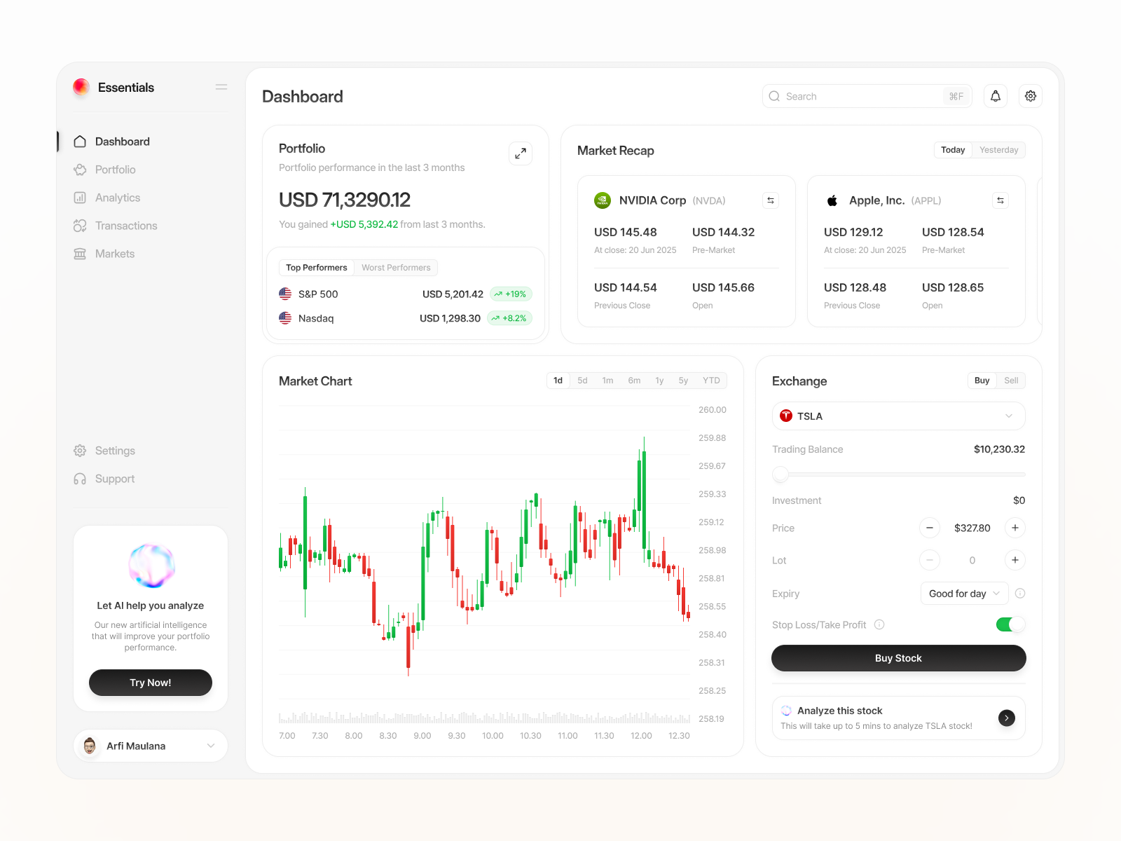 Example of Modern & Minimal Dashboard Design