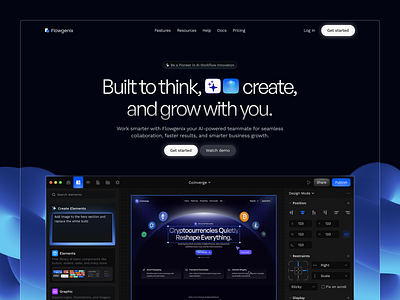 AI No-Code Builder Landing Page ai cansaas clean design framer landing page no code builder saas saas landing page ui ux web web builder web design web landing page