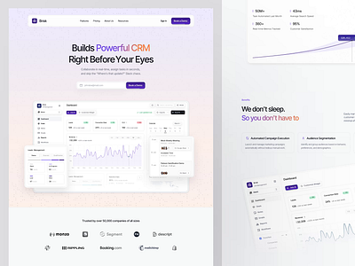 Brisk - Landing Page brisk clean crm crm dashboard crm design crm landing page dashboard dashboard design design landing page landing page design minimalist motion graphics ui uidesign uiux uiuxdesign ux uxdesign uxerflow