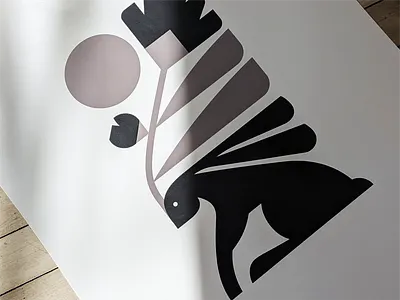 Harbinger bud bunny fauna flora flower geometric georeductivist grow leaf nature parks petals plant poster rabbit scandinavian screenprint silkscreen sun