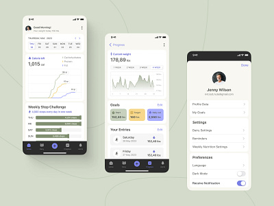 "VitalTrack" Your Personalized Health Companion app design application appscreen healthcare healthtracker mobileappdesign ui