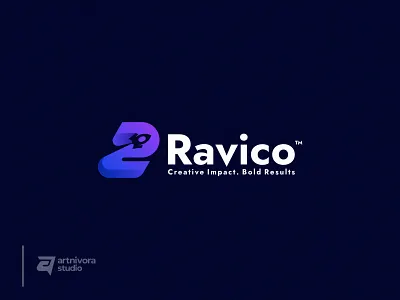 RAVICO brand branding colorful design fire flight graphic design letter r logo logos logotype modern power r logo rocket logo space vector visual identity