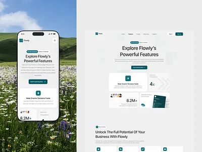 Flowly - Financial Management Landing Page [Features Page] clean design design features financial financial website mobile landing page mobile version mobile website saas ui ui design uiux ux web website