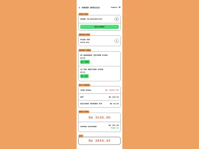 Modern Retro Minimalistic Digital Receipt Style Mobile Design UI android app app delivery app design figma mobile app retro design ui user experience ux wireframe zomato