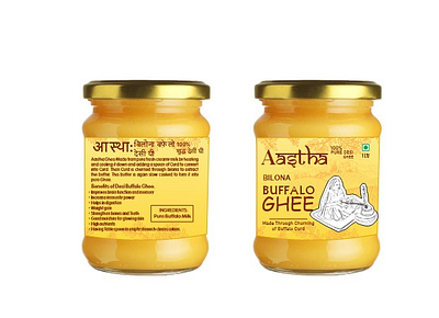 Aastha Ghee Label Design aastha ghee label design box design brand design branding dairy packaging ghee ghee branding ghee label ghee packaging label design logo design marketing packaging pouch deisgn product design
