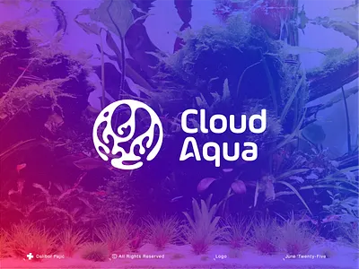 CloudAqua logo, Transforming Aquascaping in the UK aquarium branding circle clean coral fish graphic design hobby logo london minimalist modern nature negative space ocean organic reef sea symbol water