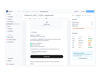 Email Builder Recipients campaign dashboard data email email builder email templates mail morva morvalabs product design recipients ricipients saas saas dashboard tags ui
