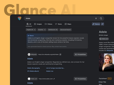 Glance ai animation design find glance information search ui ux