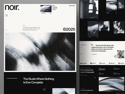 Noir - Art Studio Landing Page 🖼️ abstract website agency website art gallery website art studio website art website clean creative agency website creative website landing page minimalist museum website painting website simple studio website uidesign uiux website