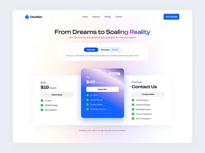 Pricing Plans 3d branding cloud gradient interface design landing page new minimal design mobile app motion graphics pricing pricing plans product design subscription subscription plan ui web design web page