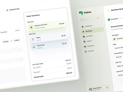 Petime - Pet Care, Sitting, and Booking Management SaaS boarding saas booking saas cat sitter saas cat walking saas dog sitter saas dog walking saas green managment saas pet boarding saas pet booking saas pet care booking app pet care saas pet daycare saas pet management pet sitting saas pet walking saas product design ui ux web app