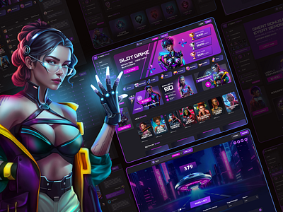 Cyberpunk Casino Experience Design casinoart customdesign cyberpunkcasino cyberpunkstyle dribbbleinspiration dribbbleportfolio futuristicdesign gamblingdesign gameillustration gamingdesign handdrawncharacters igaming onlinecasino originalslots slotdesign slotsart uiuxinspiration uxuidesign webdesign