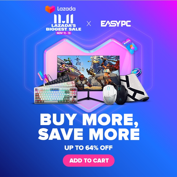 11.11 Lazada Easypc blue lazada logo pc percent off promo sale