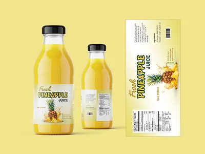 Pineapple Juice Bottle Label Design | Vibrant Beverage Packaging graphic design vibrant juice