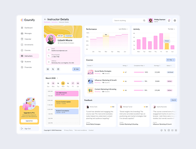 Coursify – Clean Instructor Management UI Across Devices course admin ui coursify dashboard digital learning figma dashboard figma template instructor details learning platform design lms ui mobile friendly design responsive ui teacher directory ui inspiration ui showcase ui trends ux for education