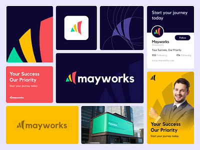 Mayworks – Logo & Brand Identity for AI Business Platform ai branding axtriq design brand identity branding logo logo design logo mark mayworks minimal logo modern identity product branding saas startup branding tech logo ux design wordmark