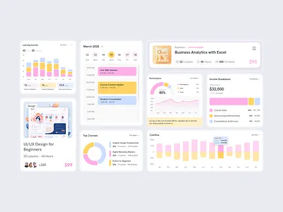 Coursify – Modular Widgets That Power Every Click calendar integration course ui template coursify design dashboard layout education figma edutech design figma dashboard components figma ui dashboard figma widgets financial overview instructor dashboard leaarning components learning ui responsive learning ui student tracking ui inspiration ui showcase ui trends
