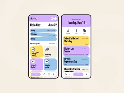 Qurniq e-learning mobile app app colorful e learning mobile product design ui uiux