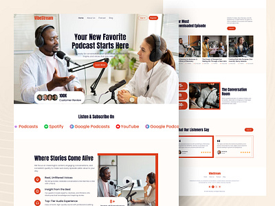 Podcast Website Landing Page Design 🎙️ graphic design landing page modern podcast ui uidesign uiux ux web website