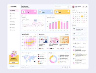 Coursify – Learning Management System Dashboard Figma clean ui for edu coursify ux dashboard plus chat educational dashboard elearning dashboard figma dashboard lms learning stats ui learning ui template mobile education ui student messages ui edtech ui inspiration ui showcase ui trends ux for learning