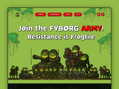 FYBORG ARMY_Website Design armed cryptocurrency fyborg army iconography illustration interface meme funny meme homepage meme template meme web meme webdesign meme website memecoin oga meme patriotic polish army polska power soldiers war