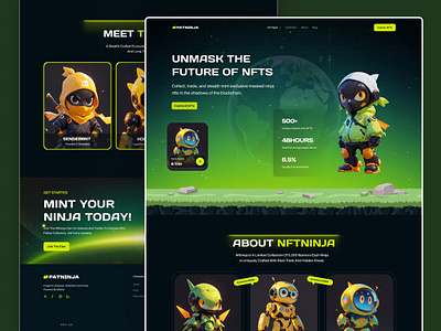 Fatninja-NFT Landing Page. blockchain crypto crypto art cryptocurrency digital wallet fatninja nft landing page meme coin nft nft design nft landing page nft marketplace nft ui nft web web design