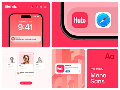 HireHub: Recruitment App Bento Grid app design bento bento grid brand identity branding clean hiring app illustration ios design job finder app job portal job search mobile app design recruitment app ui ui design ui ux user interface