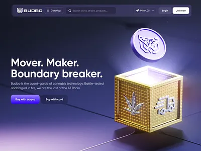Budbo Hero section landing page 3D animation 3d 3d animation 3d art ai agents cannabis e commerce ecommerce finance fintech hero hero section landing landing page landingpage web web design webdesign website