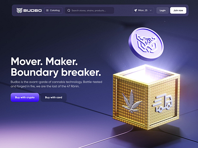 Budbo Hero section landing page 3D animation 3d 3d animation 3d art ai agents cannabis e commerce ecommerce finance fintech hero hero section landing landing page landingpage web web design webdesign website