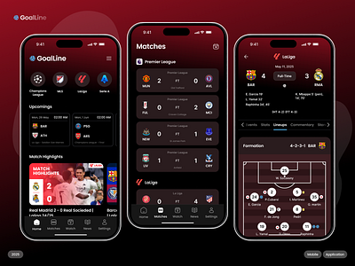 Sports Mobile App clean club dark app design football app game ios live score match mobile app mobile app design mobile ui modern news soccer sport sports app sports landing page transfer ui ux