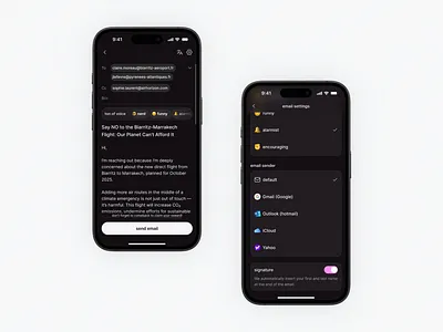 Customize your email before sending app chilli design email mobile app startup ui