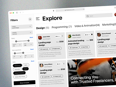 Freelance Marketplace Web App UI Design app design application ui best web design creative website freelance marketplace marketplace ui ux user profile web app web application design web interface design web ui web ui design