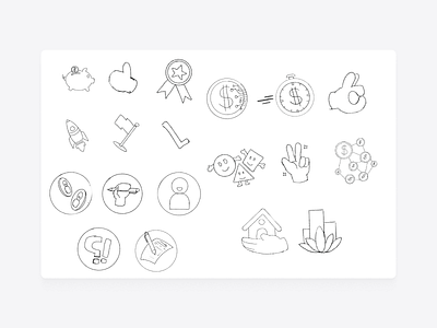 CreditReady icons sketch character charactor design custom icons design drawing finance fintech graphic design icon design iconography illustration kinexa.agency kinexaagency mascot mascot design personalised icons sketches