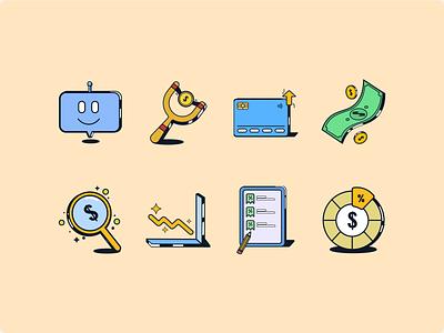 CreditReady personalised icons design custom icons custom illustrations finance fintech graphic design illustration kinexa.agency kinexaagency personalised icons personalised illistrations