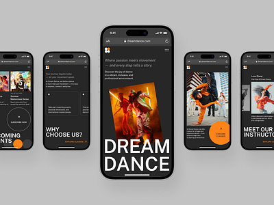 Dance Studio Mobile Website Design Concept app interfaces application design dance studio website mobile ui mobile ux mobile website modern website professional website ui design ui ux design web design web interface