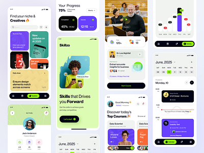 Online Skill Learning Platform Mobile App appdesign applicationdesign appmockup appui creativedesign digitalplatform interfacedesign mobile mobileapp onlinecourse onlinelearning service skill ui uidesign uiuxdesign ux
