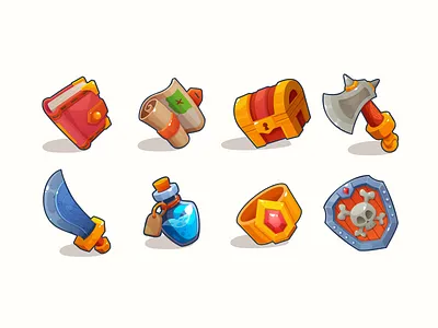 Fantasy Adventure Icons adventure cartoon cute design fantasy flat fun icon illustration playful vector