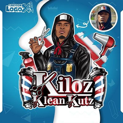 Custom Cartoon Mascot Logo for Barbershop | Kiloz Klean Kutz barberbranding barbershopvisualidentity behancelogodesign branding brandingwithstyle cartoonlogox characterdrivenbranding customcharacterlogo dribbblebranding graphic design logo logoillustration mascotlogo mascotlogoart motion graphics urbanbranding