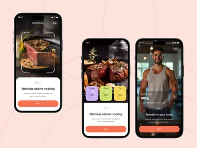 AI Calorie Tracker – Onboarding Screens 🔥🥗 ai ai calorie tracker ai meal plan app app design calorie counter diet ai fitness food food app health meal planning mobile mobile app mobile app design onboarding ui ux widgets workout