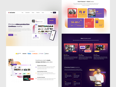 SaaS Landing Page Website for Editing & Video Production logo production saas studio ui ux video
