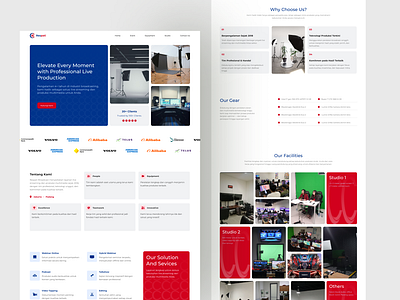 Live Production & Editing Service Website UI blue branding broadcasting ecommerce editing elegant landing page production red saas ui ux video