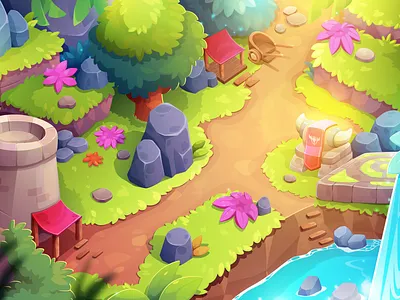 Mystic Pathway Grove background cartoon colorful design flat fun game graphic design grove illustration mystic vector vibrant