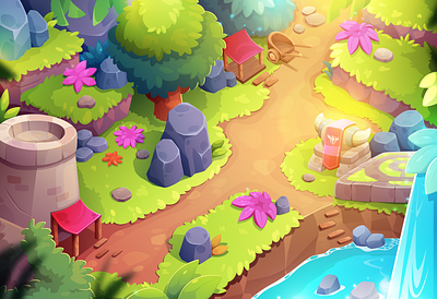 Mystic Pathway Grove background cartoon colorful design flat fun game graphic design grove illustration mystic vector vibrant