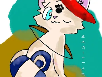 Sagittarius Zodiac Cat — Character Illustration digital drawing