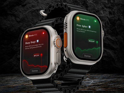 Crypto Alert Apps Smartwatch Apple Design app apple watch apps branding clean crypto design market ui uiux watch face widget