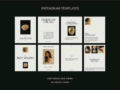 Elegant Instagram Templates Issue 137 aesthetics beige canva canva post canva template elegant figma figma template instagram instagram post instagram posts instagram template jewelry layout minimal minimaldesign minimalist social media templates ui