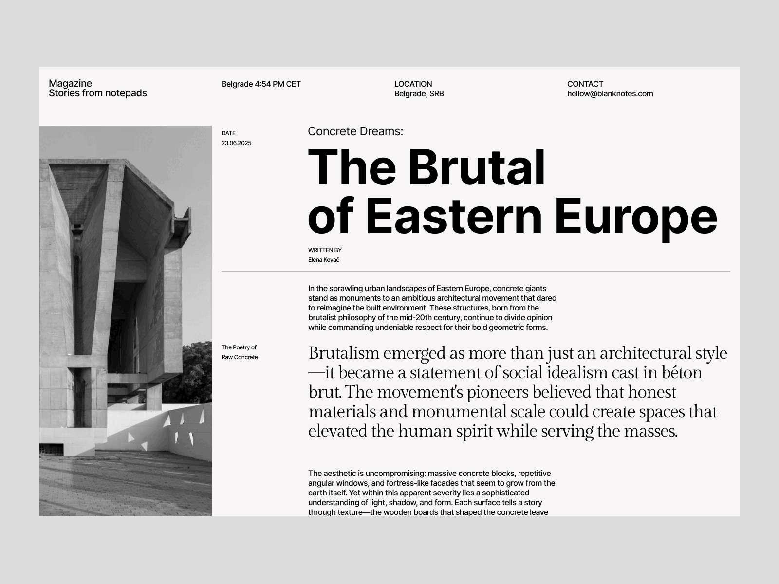 Magazine Stories from the Notebooks clean desktop grid minimal minimalism ui